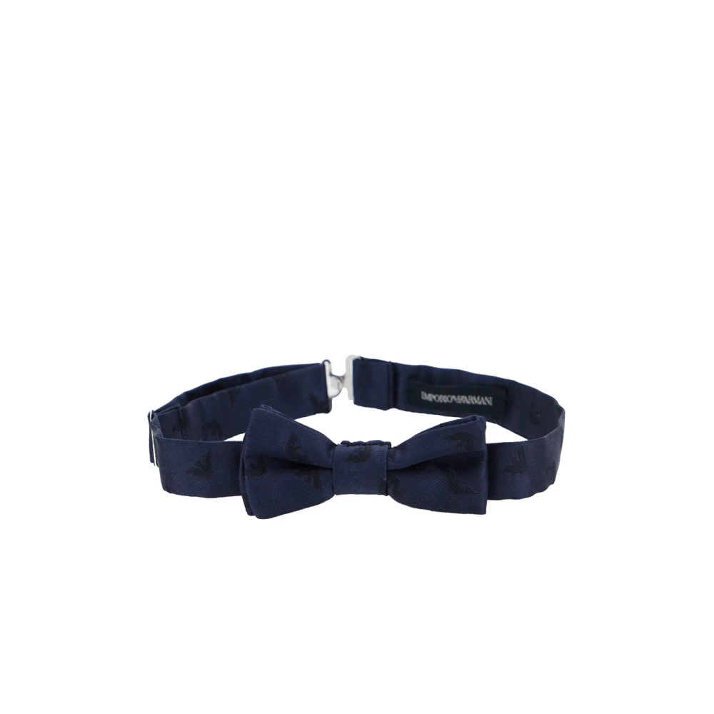 Emporio Armani Blauwe strikdas met ruchedetail Blue Heren