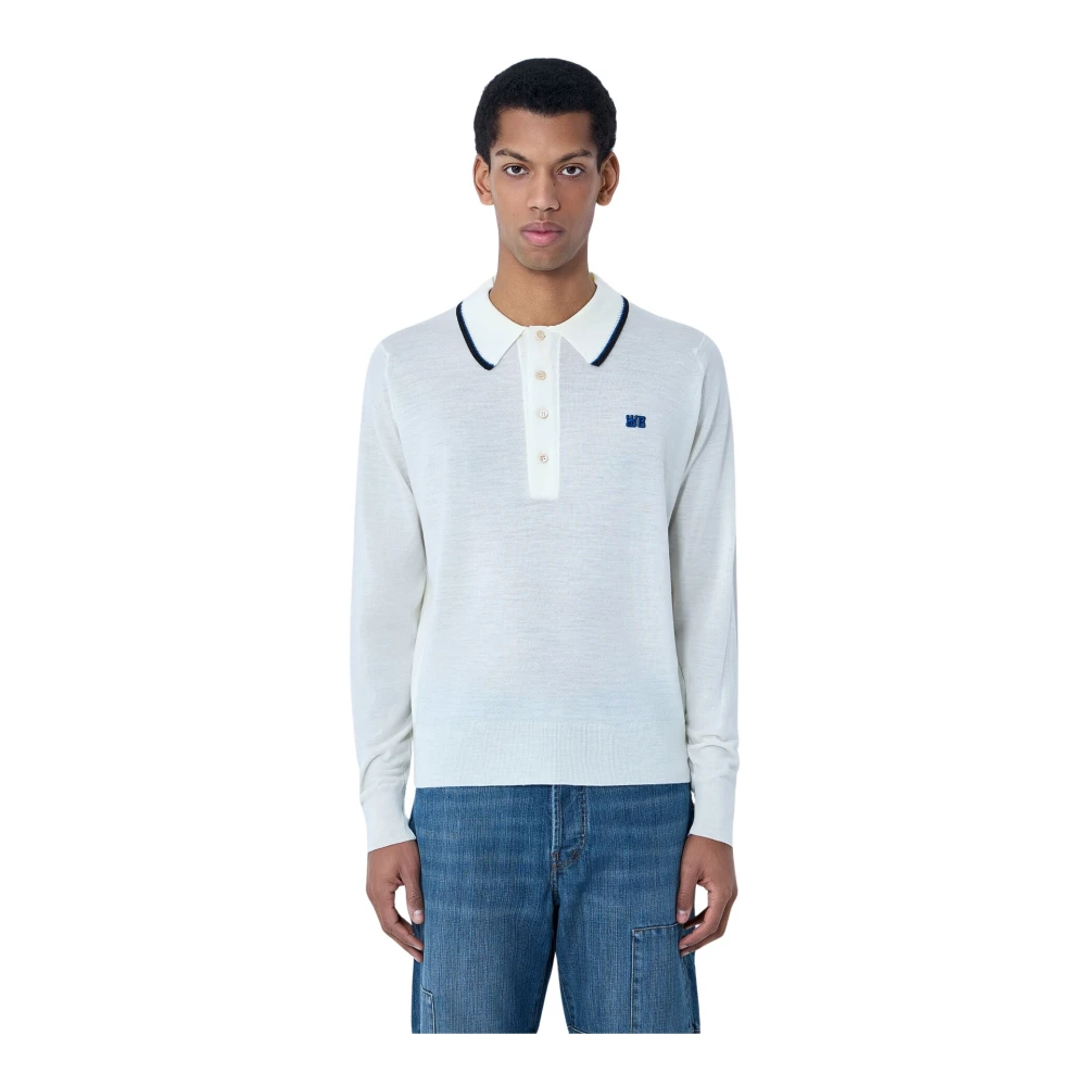 Wales Bonner White Polo Shirts, Male, S, Henry Polo