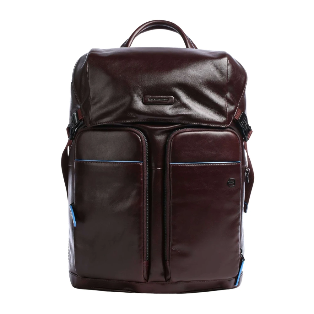 Piquadro Men's Brown Leather Laptop Backpack Unisex