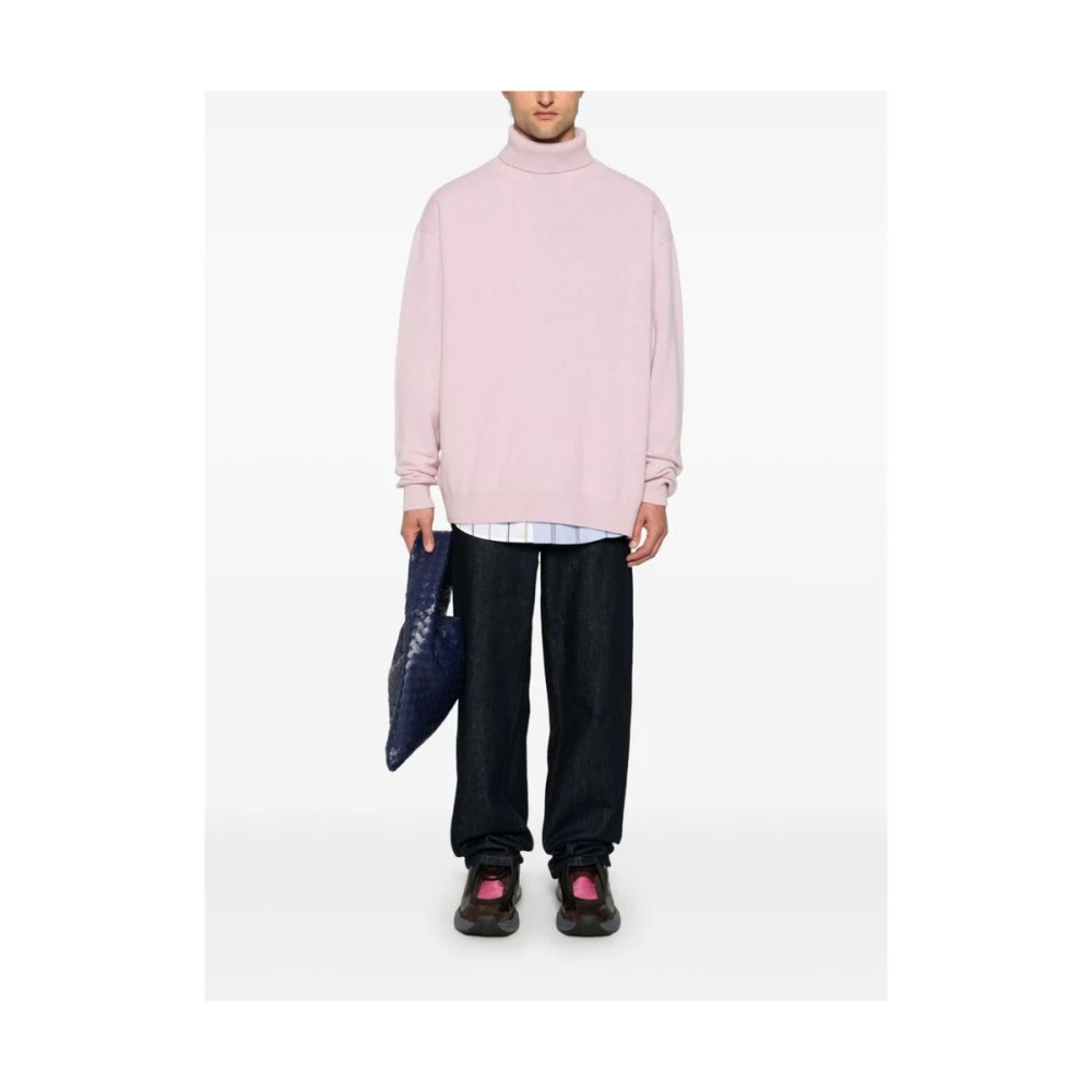 Dries Van Noten Lichtroze Merinowol Gebreide Trui Pink Heren