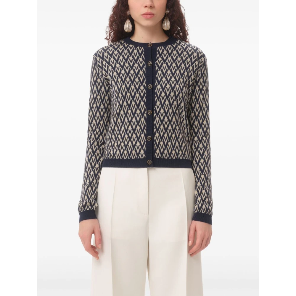 Valentino Garavani Blauwe Gebreide Vest Stijlvol Elegant Multicolor Dames