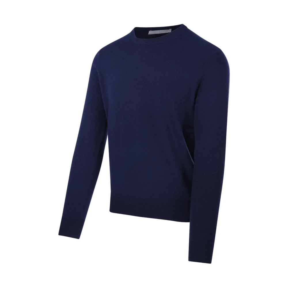 Cashmere Company Marino Ronde Hals Sweater Blue Heren