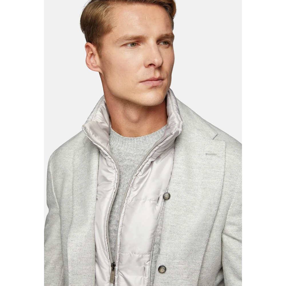 Boggi Milano Diagonal Wool Blazer met Afneembare Bijzet Blue Heren