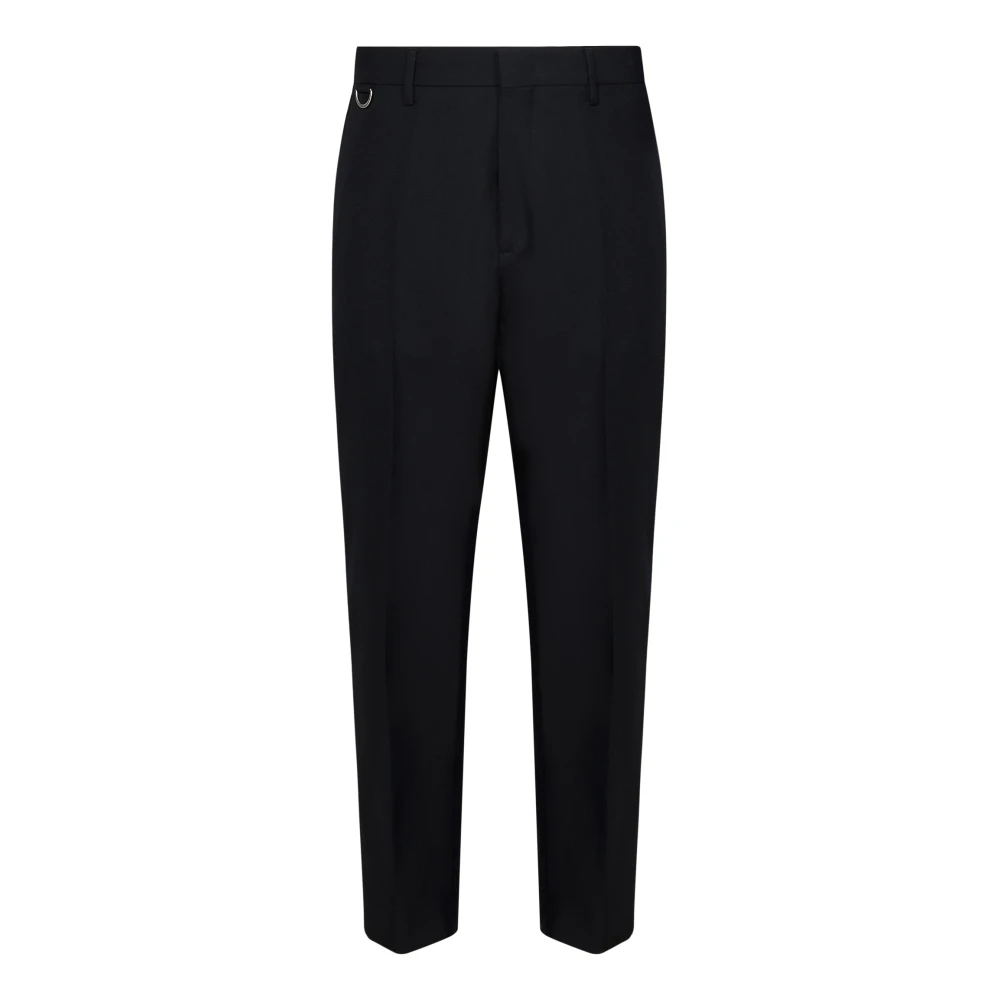 Low Brand Zwarte Tapered Leg Wollen Broek Black Heren