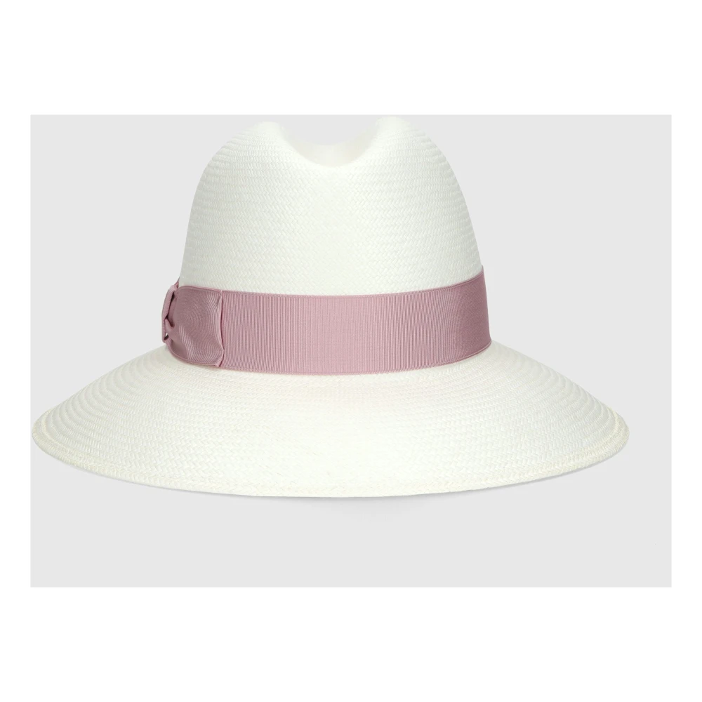 Borsalino Stijlvolle Panama Hoed met Brede Rand White Dames