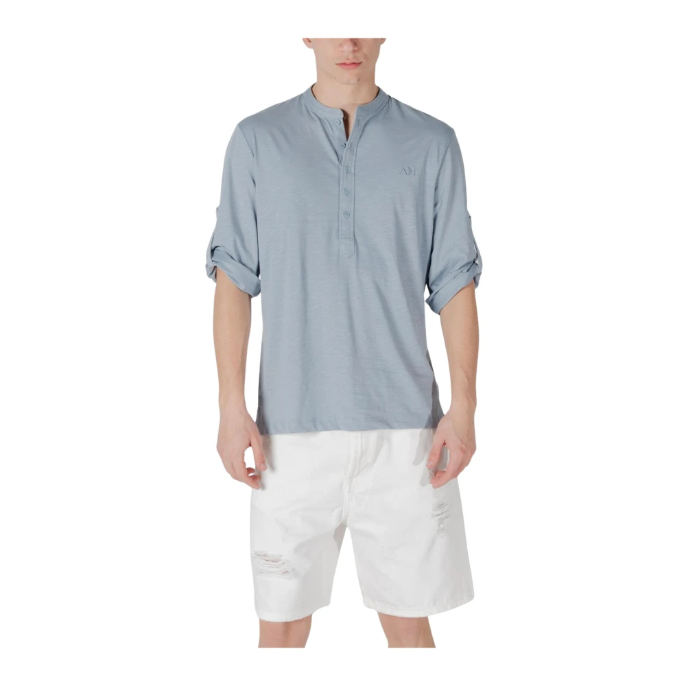 Antony Morato Men's Blue Polo Shirts, Xl, Henley Shirt Casual Top Three Quarter Sleeve