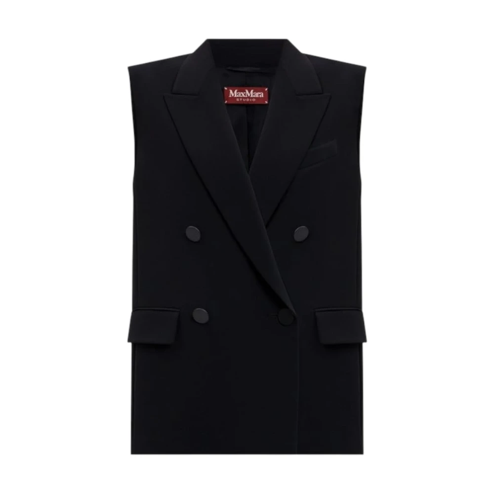 Max Mara Studio Women's Black Waistcoats, Xs, Double-Breasted Vest Distinguiti With Style