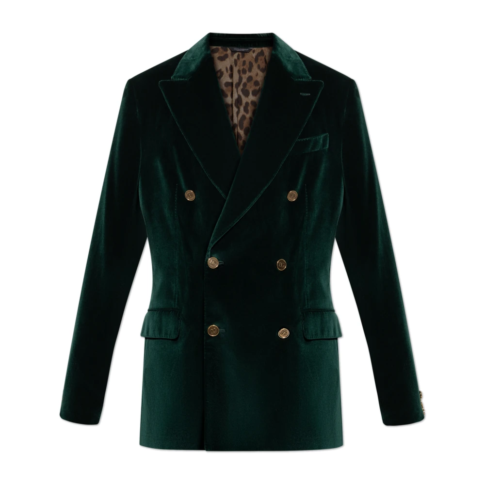 Dolce & Gabbana Mannelijk Groente Jassen Heren, Groen, M, Leer, Fluweel Blazer