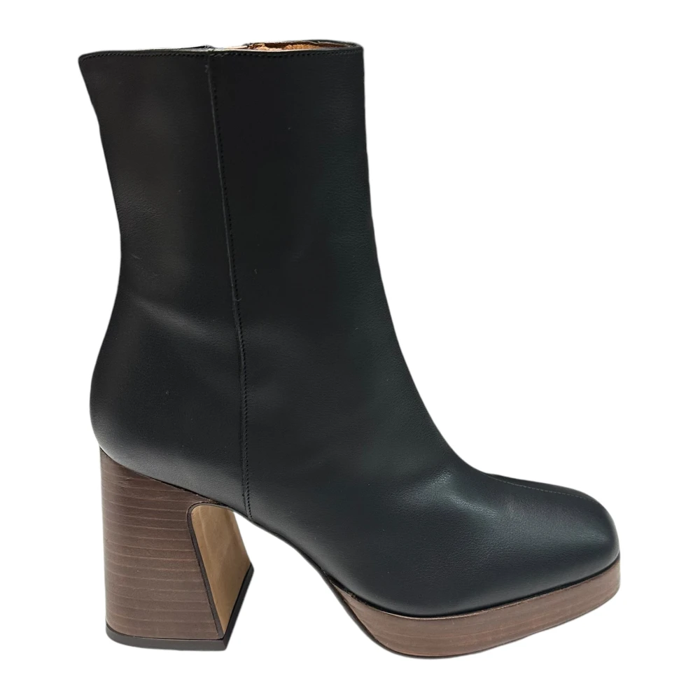 ANGEL ALARCON Läder ankelboots med 9cm klack Black, Dam