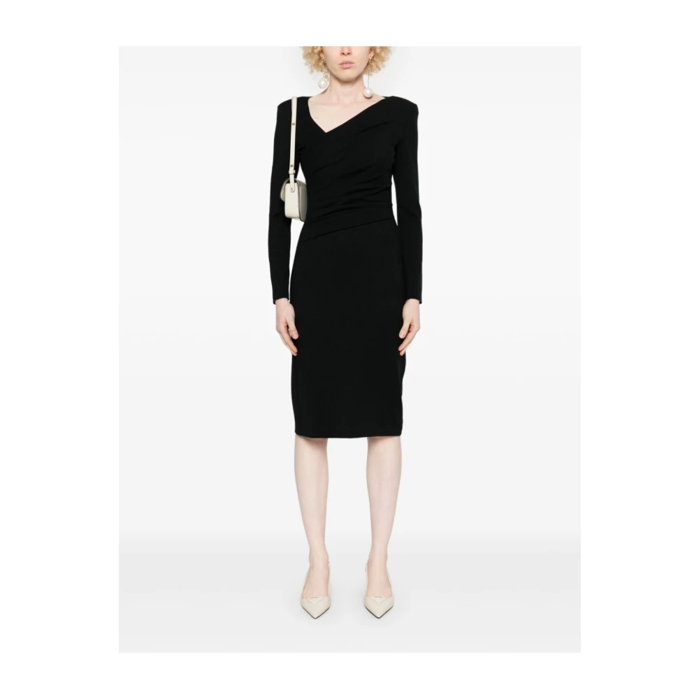 Emporio Armani Zwarte Jersey Jurk met Asymmetrische Hals Black Dames