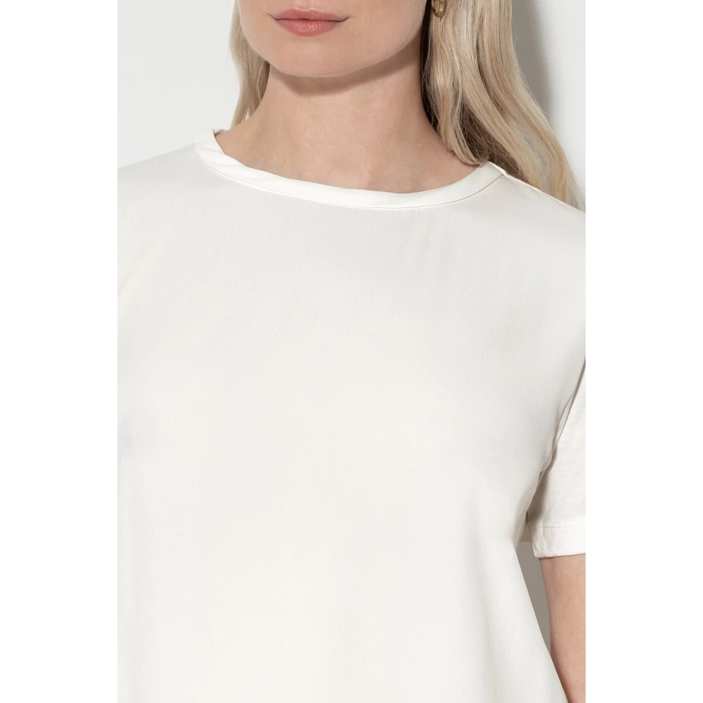 LUISA CERANO Zijden Mix T-shirt met Splitzoom White Dames