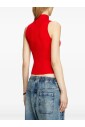 red-high-neck-sleeveless-top