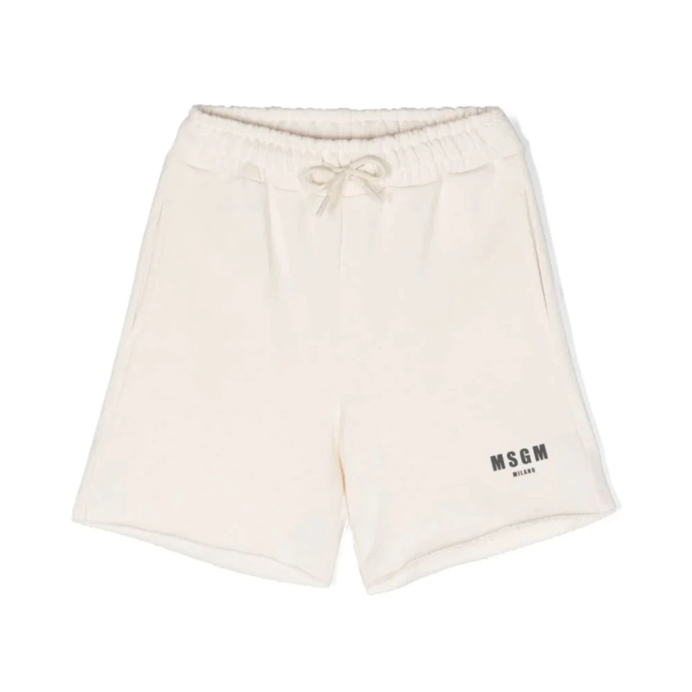 Msgm Barn Vita Track Shorts med Logo White, Pojke