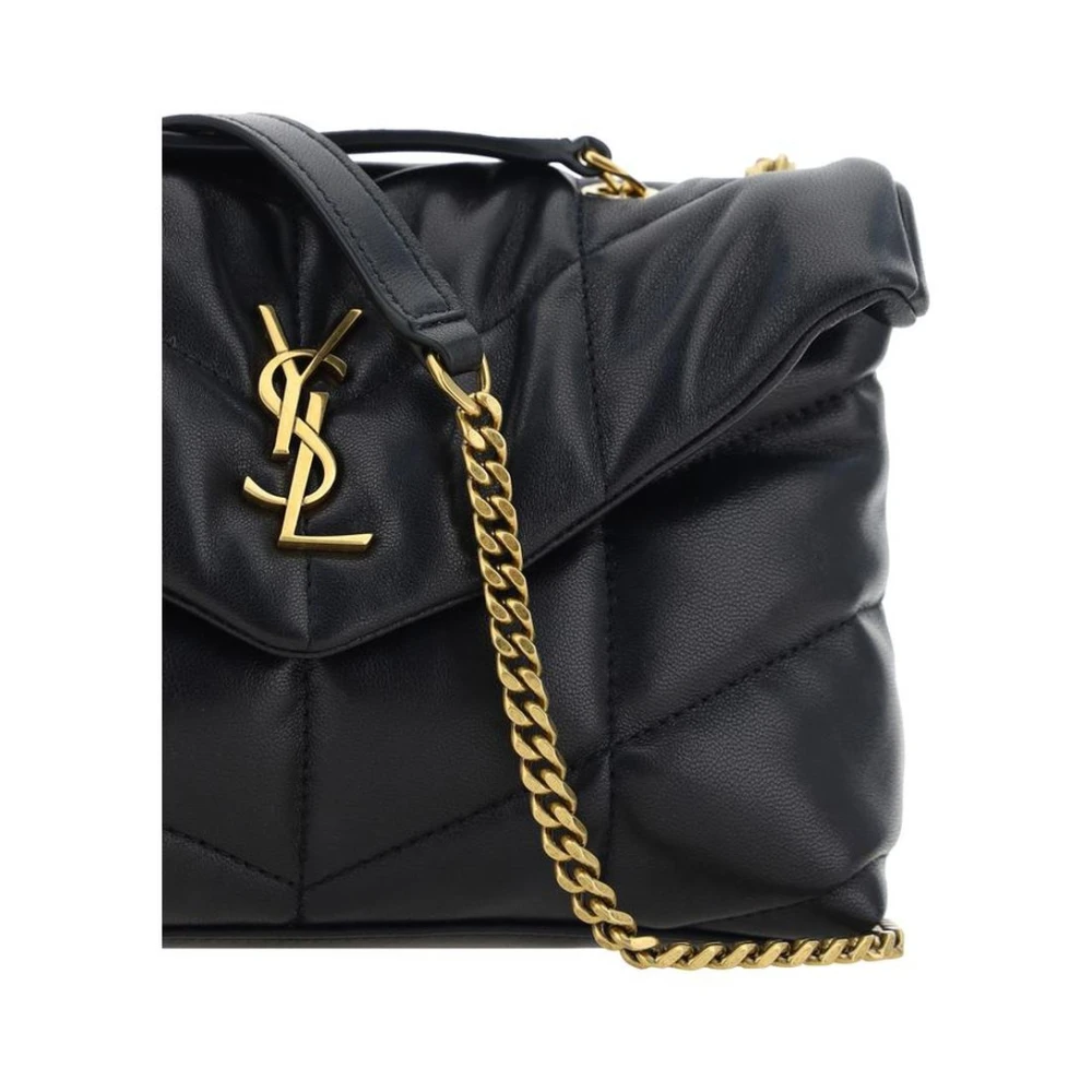 Saint Laurent Gewatteerde leren schoudertas Black Dames