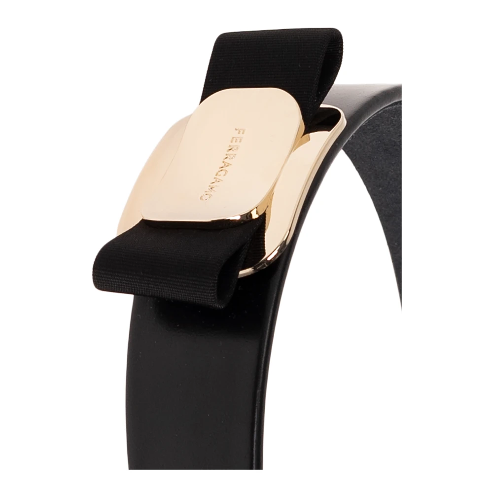 Salvatore Ferragamo Leren hoofdband Black Dames