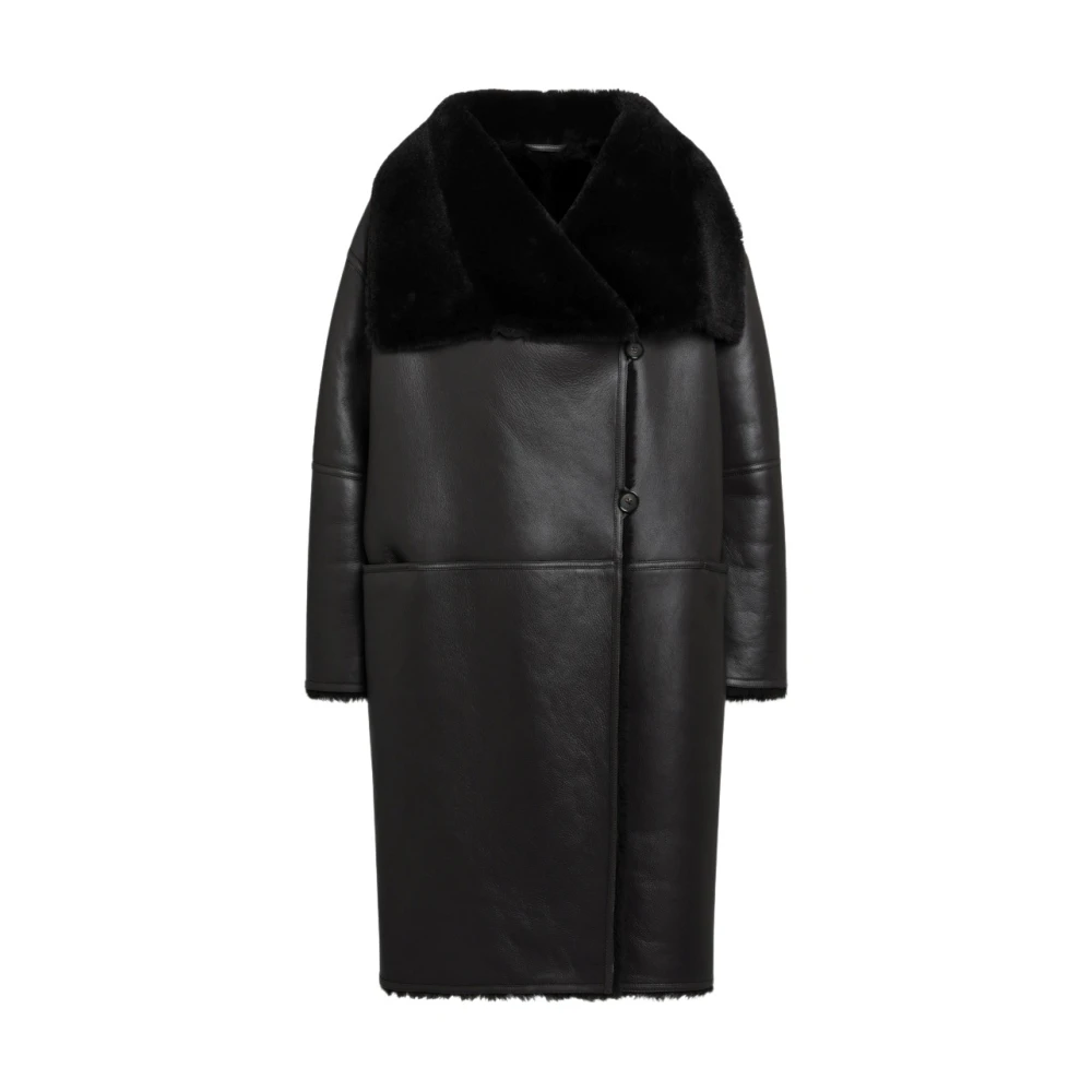 Totême Shearling Wrap Coat - Female - Double-Breasted Coats - Brown - Xs - Coats