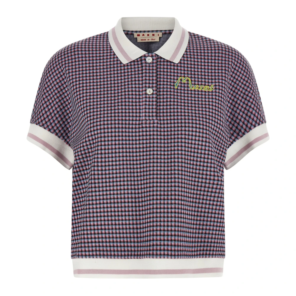 Marni Women's Multicolor Polo Shirts, Xs, Checked Polo Shirt