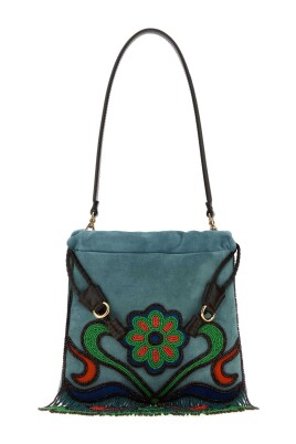 Etro Teal Shoulder Bag with Floral Sun Hat Vintage-inspired Floral Tote Bag & Wallet Set: Retro Mod  main image 3