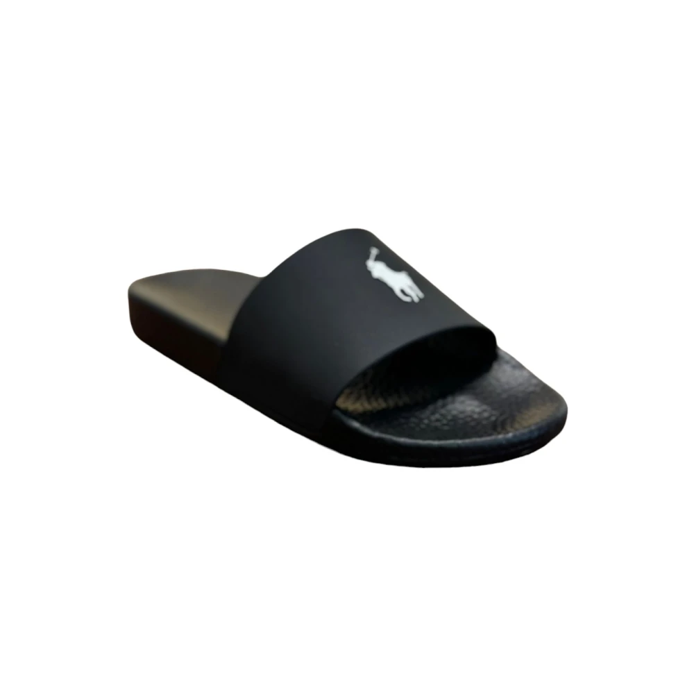 Polo Ralph Lauren Men's Black Sliders,, Front Logo Ciabatta Slides Size 7 Uk