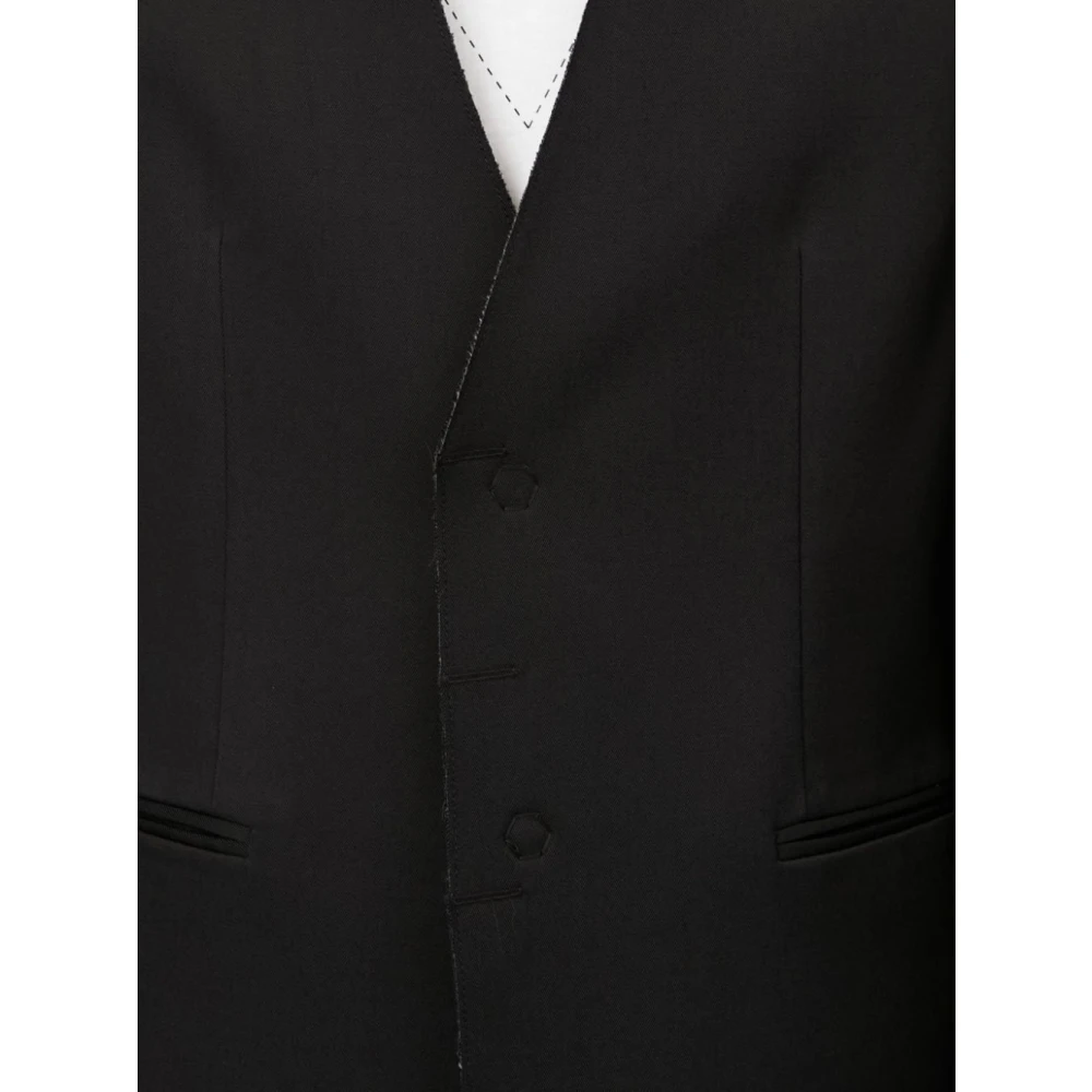 MM6 Maison Margiela Zwarte wollen blend enkelborst jas Black Heren