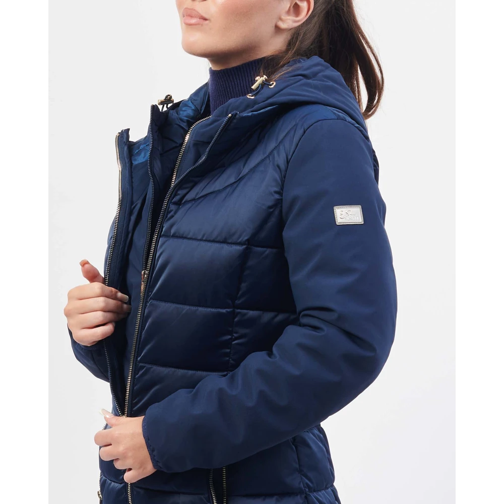 YES ZEE Blauwe Gewatteerde Hoodie Jas Blue Dames