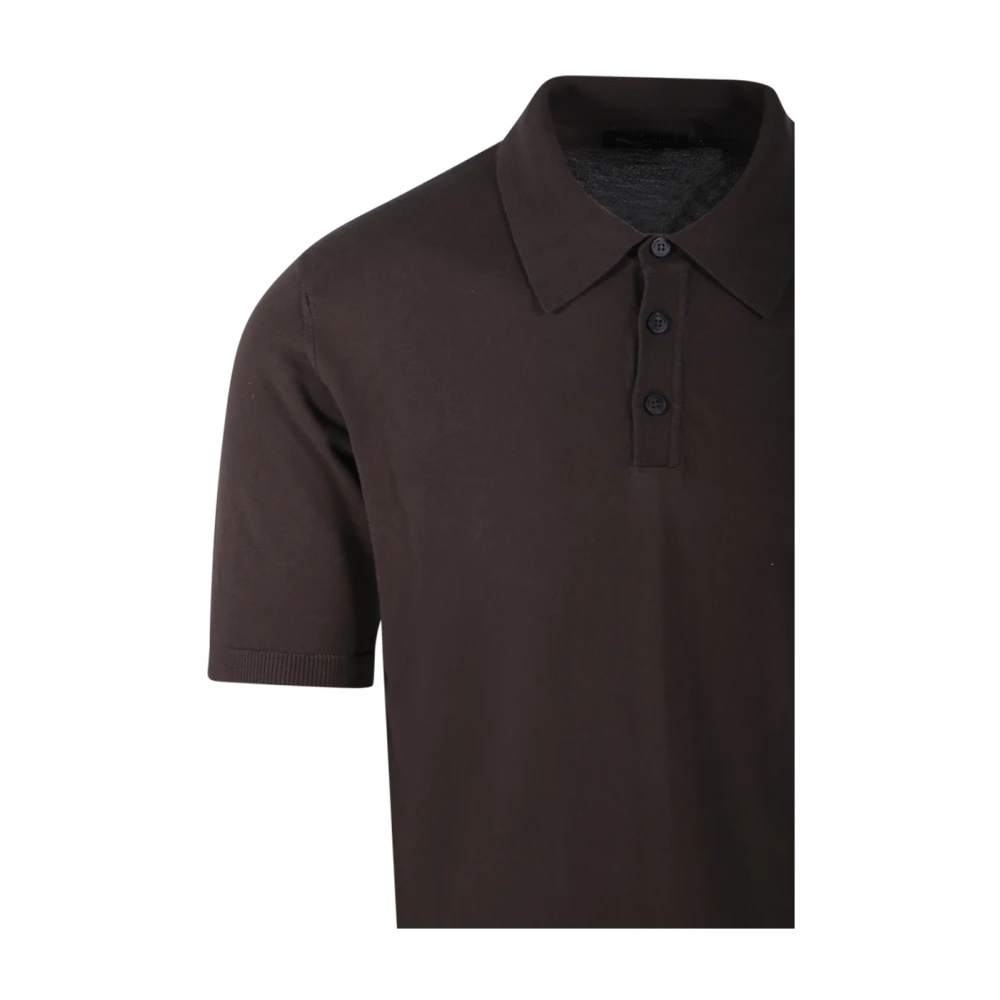 Roberto Collina Moro Polo Korte Mouw Sweater Brown Heren
