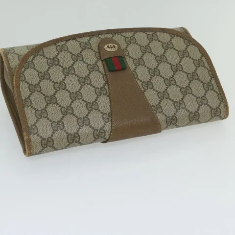 Gucci Vintage Pre-owned Canvas clutches Beige Dames