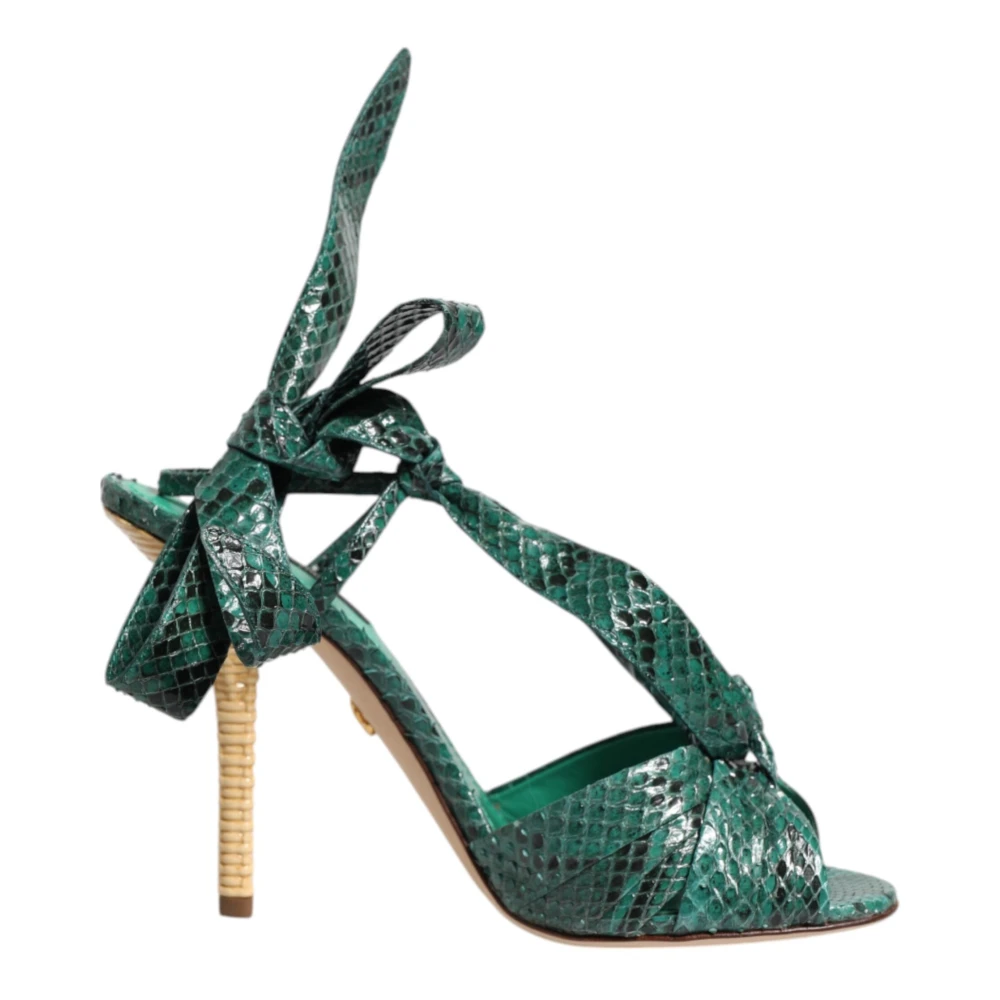 Dolce & Gabbana Women's Green Python Leather Heels Sandals