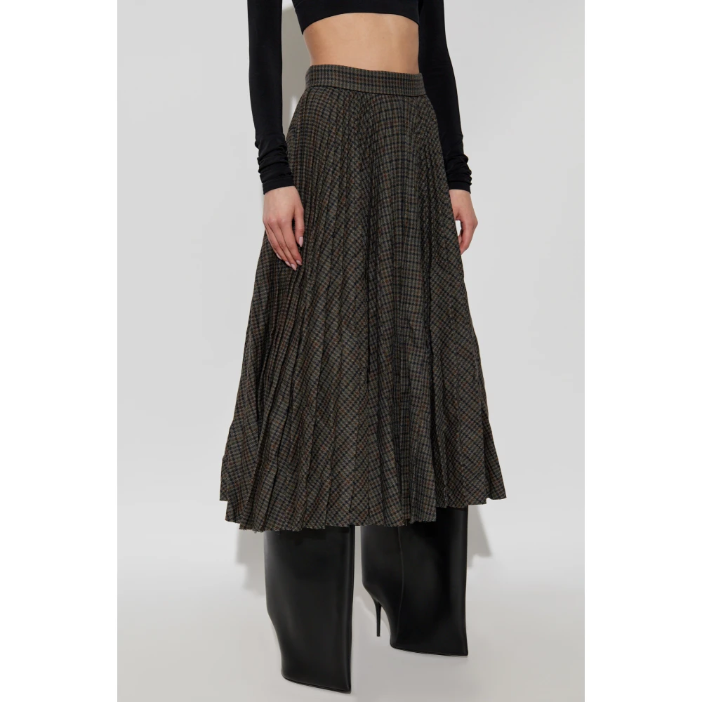 Balenciaga Geplooide rok met ruitpatroon Gray Dames