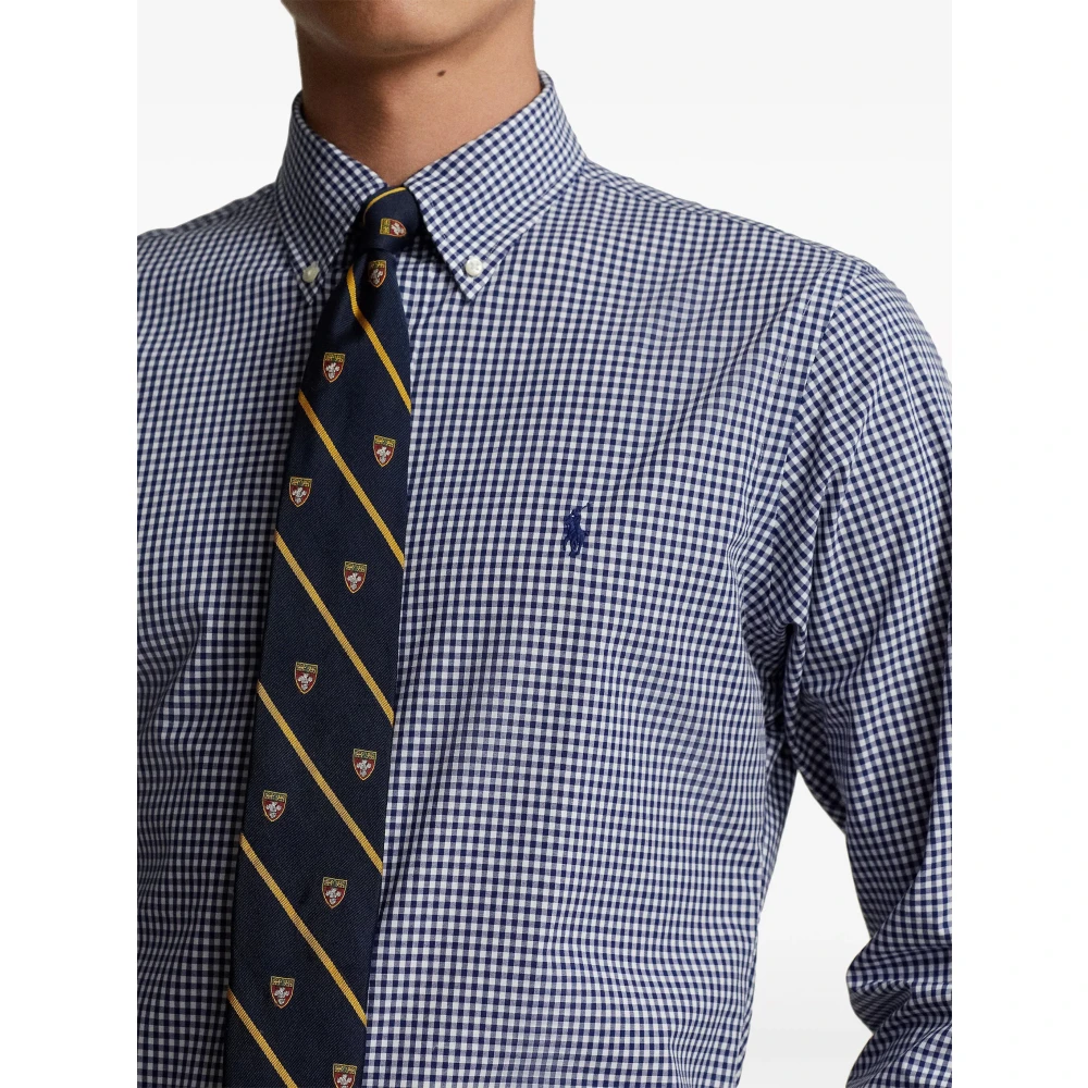 Polo Ralph Lauren Micro-Patroon Poplin Overhemd Blue Heren