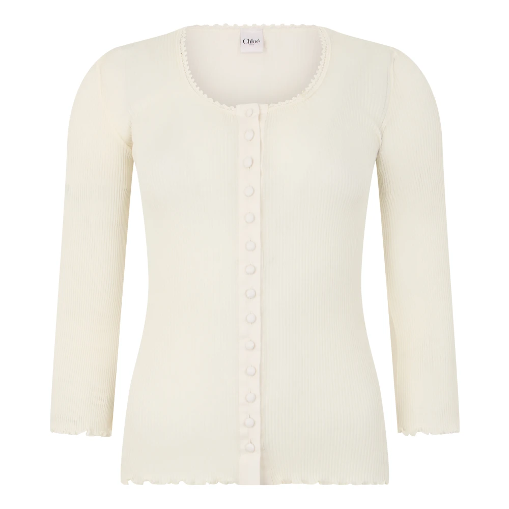 Chloé , Cardigans, Female, Beige, M, Long Sleeve Shirt