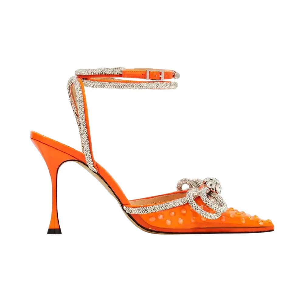 Mach & Mach Vrouw Oranje Double Crystal Bow Pumps