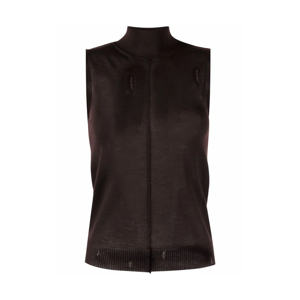 Amiri High Neck Cashmere Vest Brown Dames