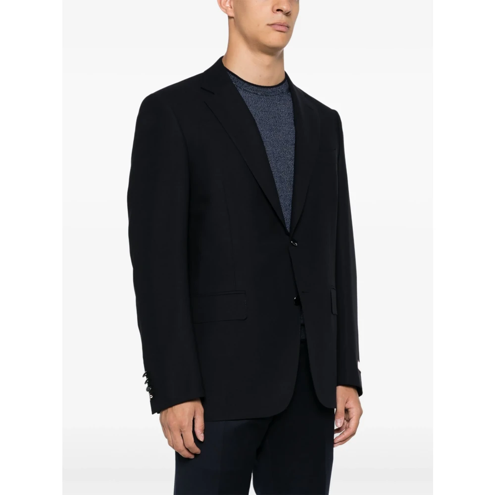 Canali Klassieke wollen blazer met 2 knopen Blue Heren