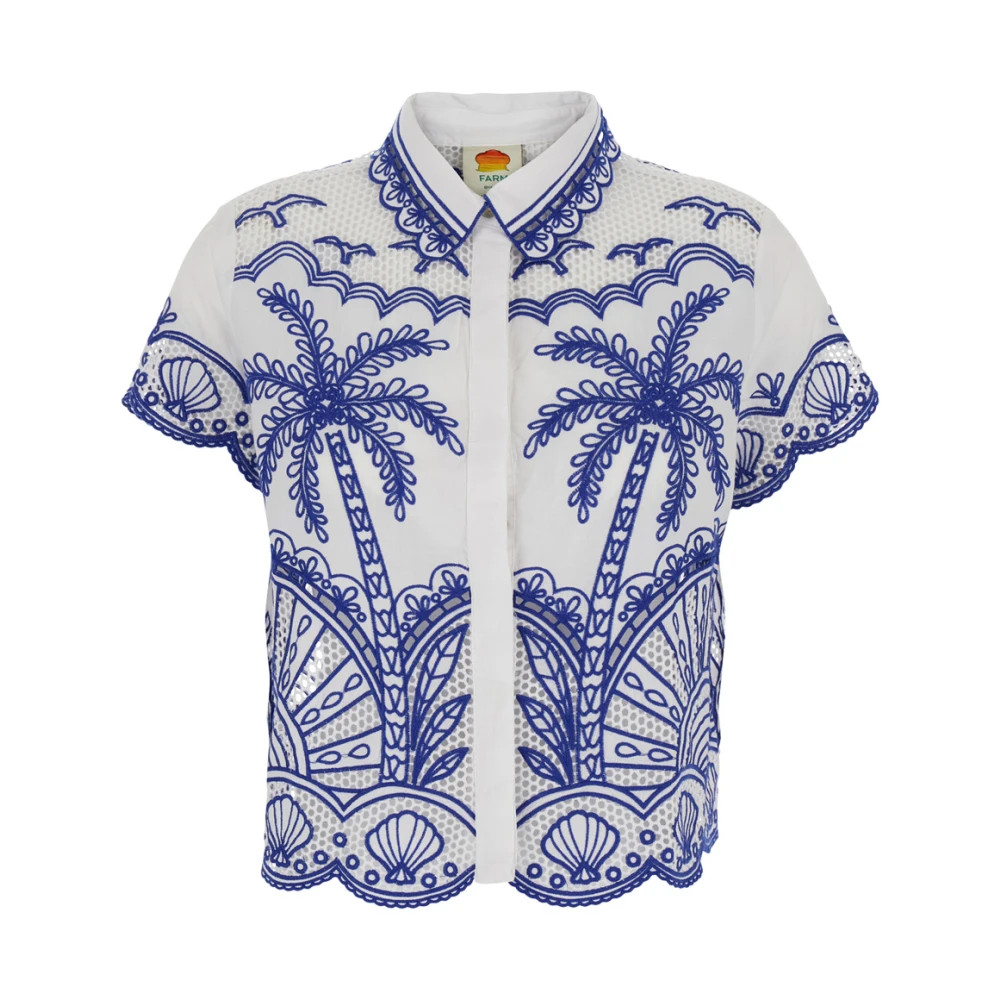 Farm Rio Blauwe Palm Trees Richelieu Overhemd Multicolor Dames