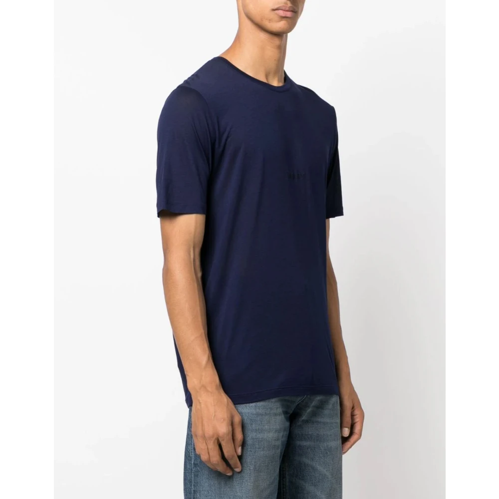 Saint Laurent T-shirt met logo-borduursel korte mouwen Blue Heren