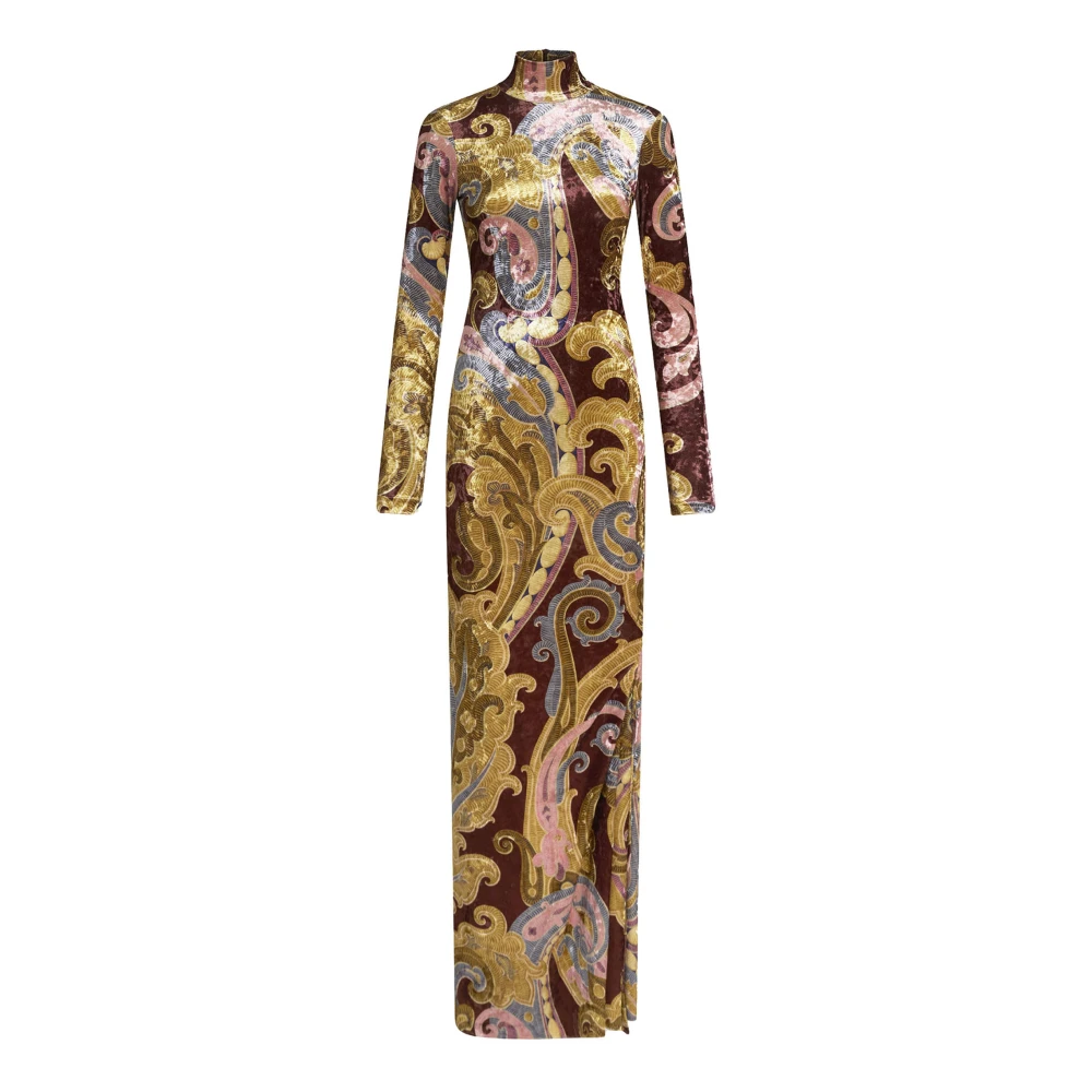 ETRO Bordeaux Paisley Jurk Aw24 Multicolor Dames