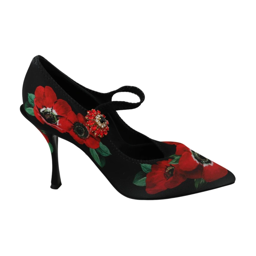 Dolce & Gabbana Women's Black Floral Mary Jane Pumps