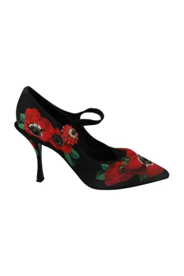 Svart Blommig Mary Jane Pumps
