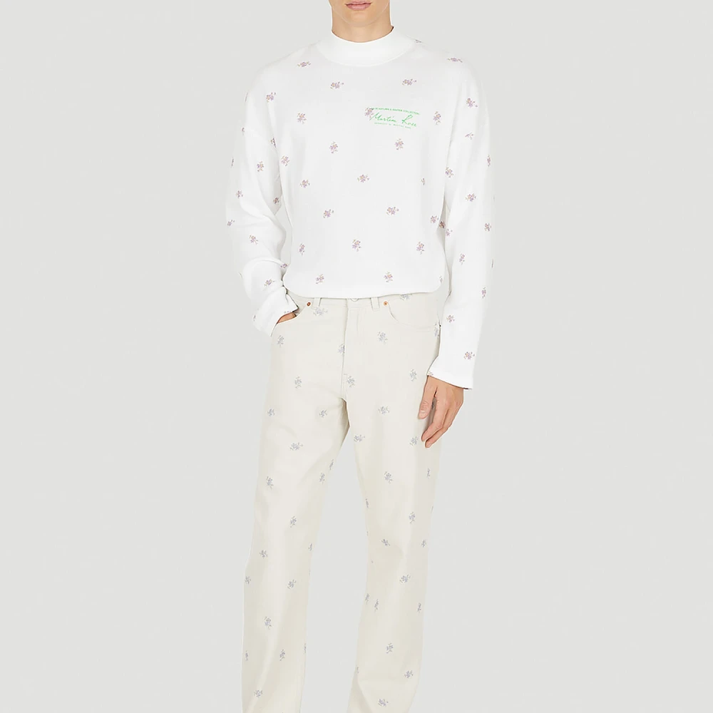 Martine Rose Bloemenprint Denim Jeans White Heren