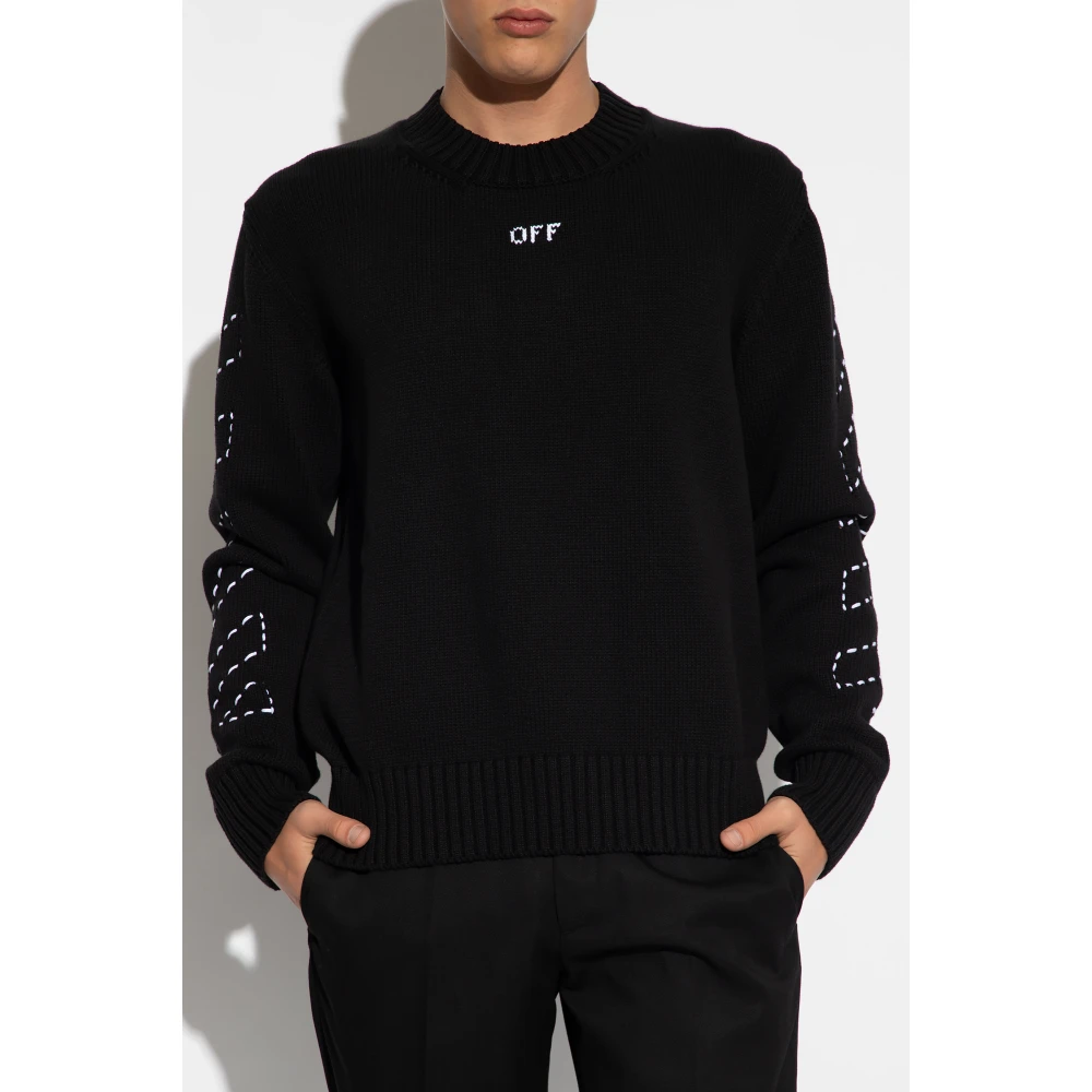 Off White Trui met logo Black Heren