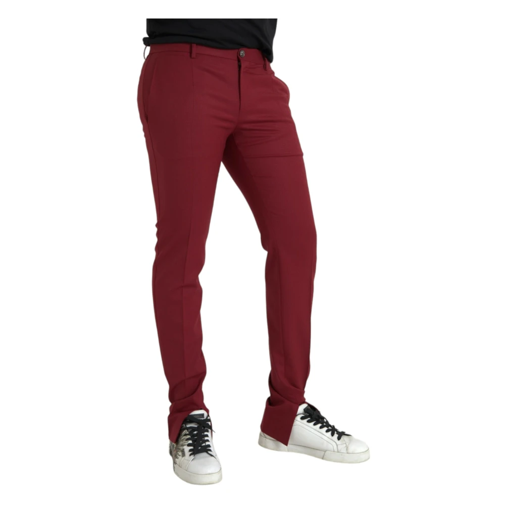 Dolce & Gabbana Rode Wol Slim Fit Dress Broek Red Heren