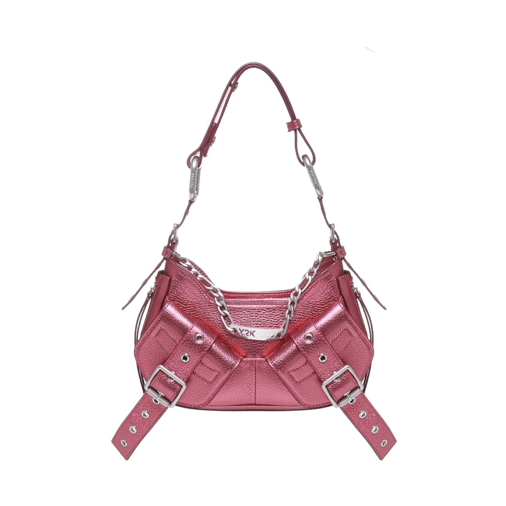 Biasia Metallic Magenta Leren Schoudertas Pink Dames