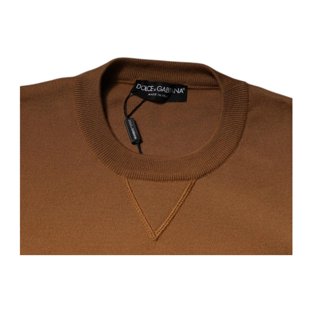 Dolce & Gabbana Bruine Cashmere Logotrui Brown Heren