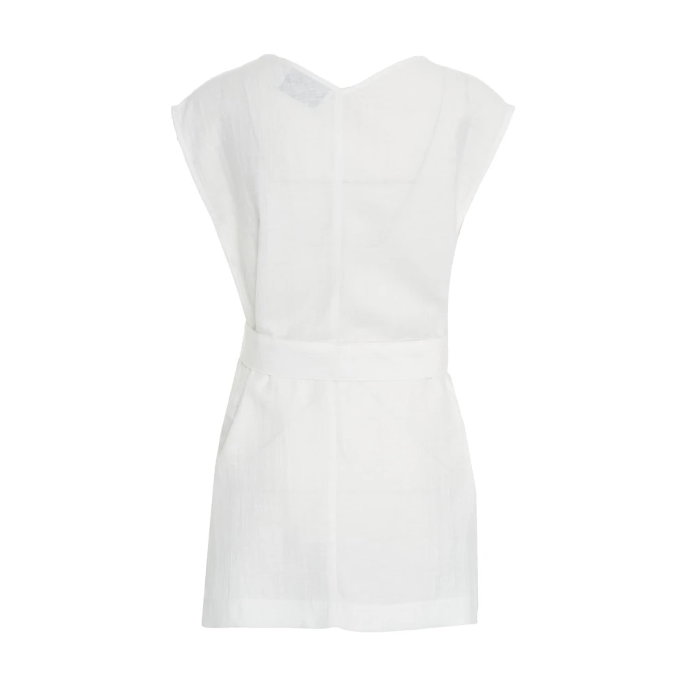 Kaos Witte Blazer met V-Hals en Taille Riem White Dames