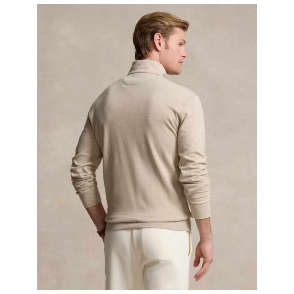 Polo Ralph Lauren Zijdezachte Half-Zip Katoenmix Trui Beige Heren
