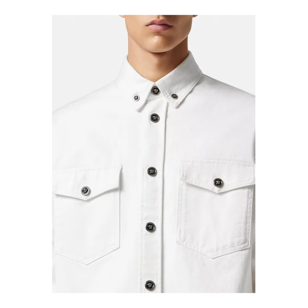 Versace Denim Overhemd White Heren