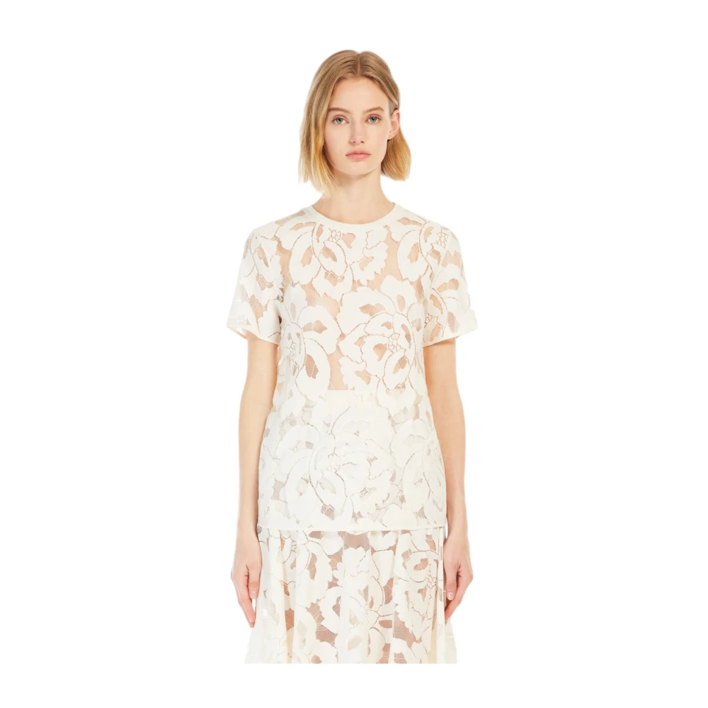 Max Mara Studio Casual Katoenen T-Shirt White Dames
