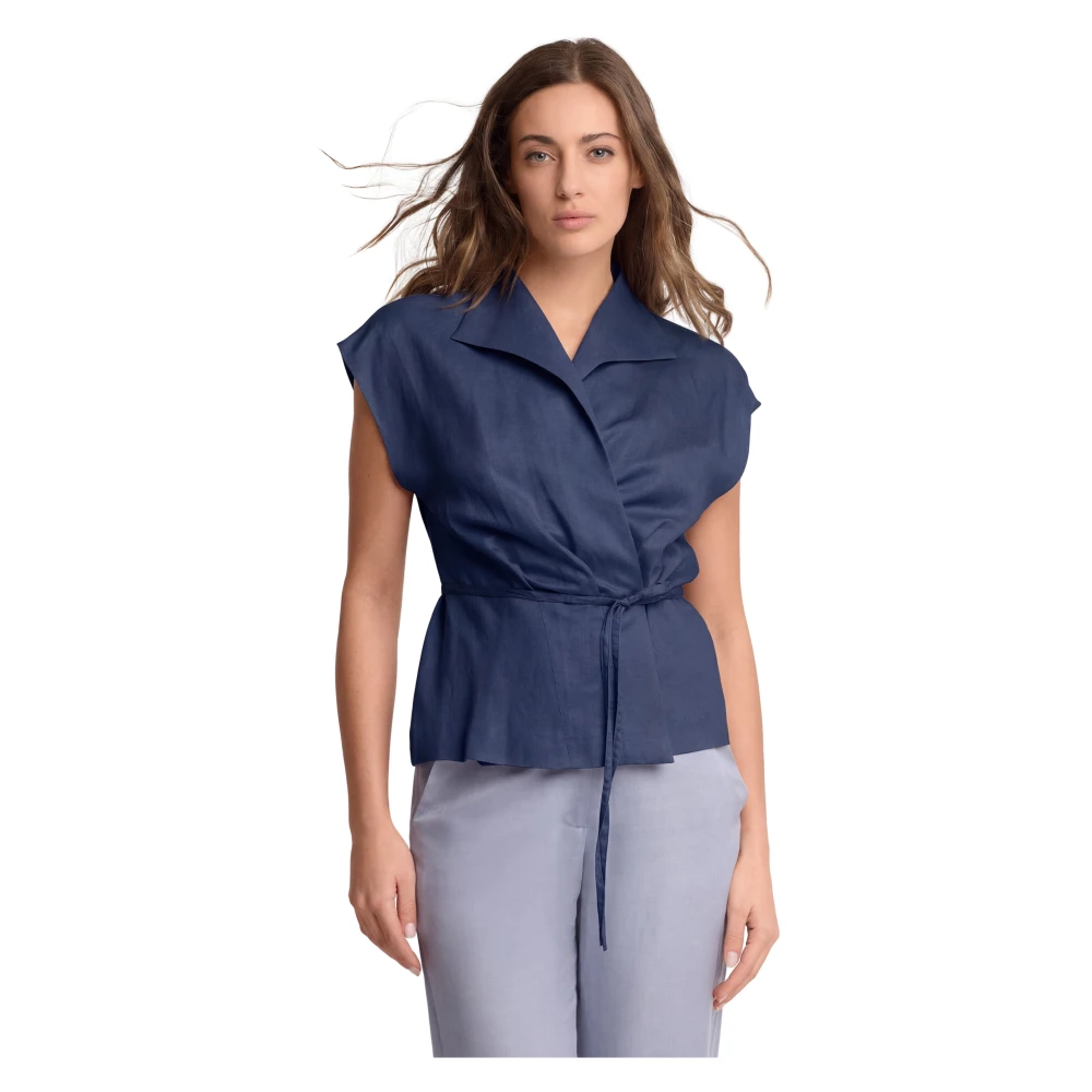 Kocca Women's Blue Blouses, Xl, Professional Wrap Around Top
