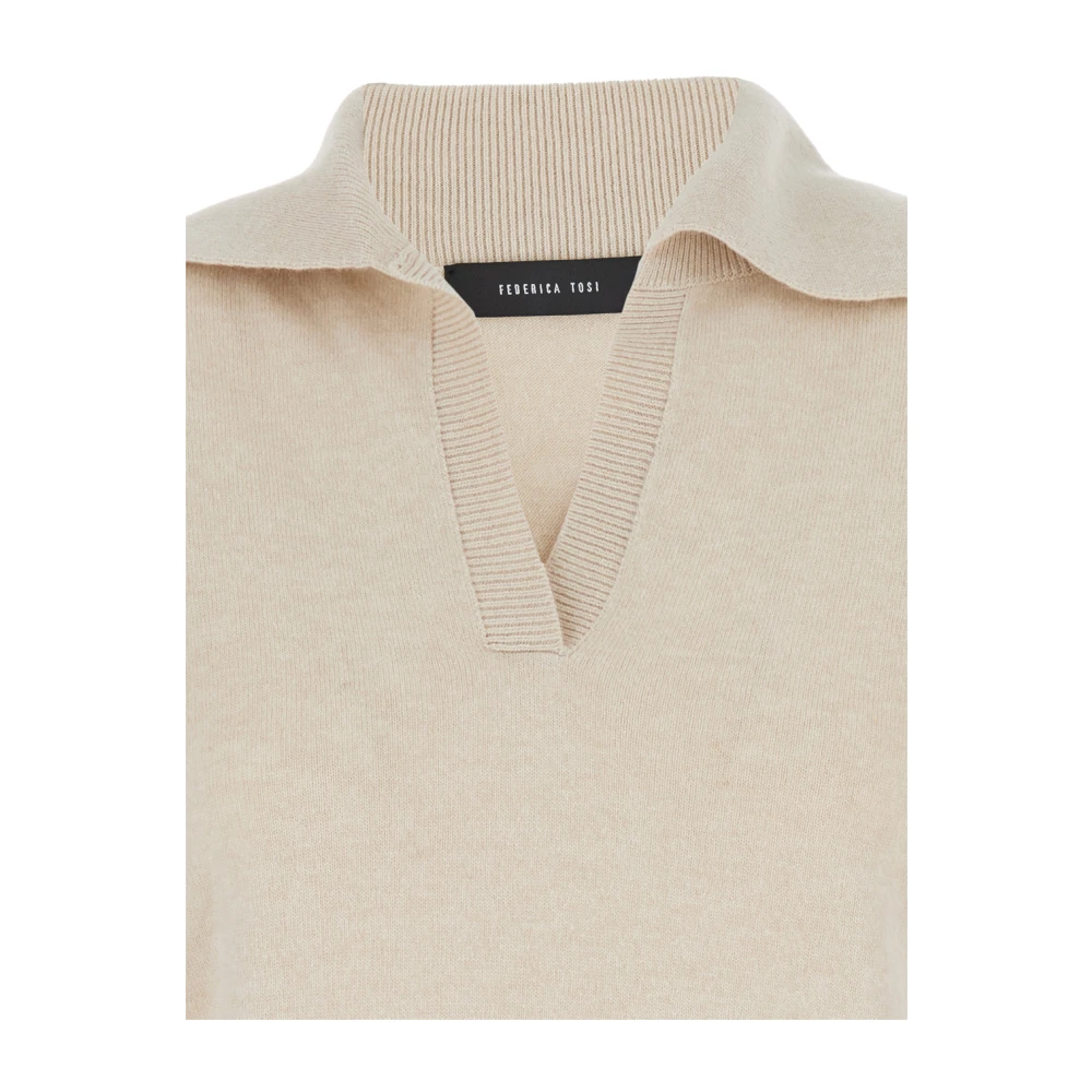Federica Tosi Beige Polo Pull Sweater Beige Dames